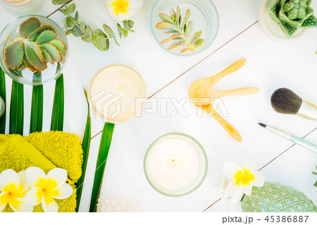 Beauty background with facial cosmetic products 45386887