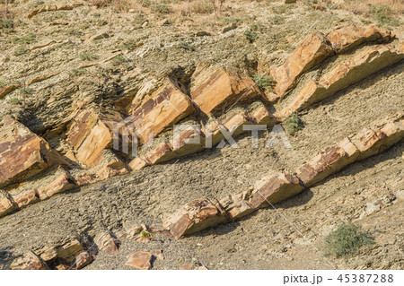 Rock naked breed on a cliff, rocks near the sea. Rock naked breed on a cliff, rocks near the sea. 45387288