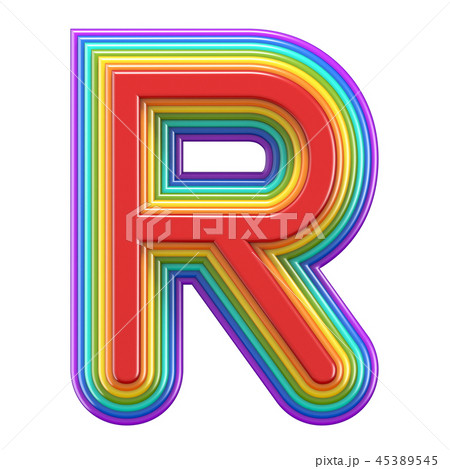 Concentric rainbow font letter R 3Dのイラスト素材 [45389545] - PIXTA