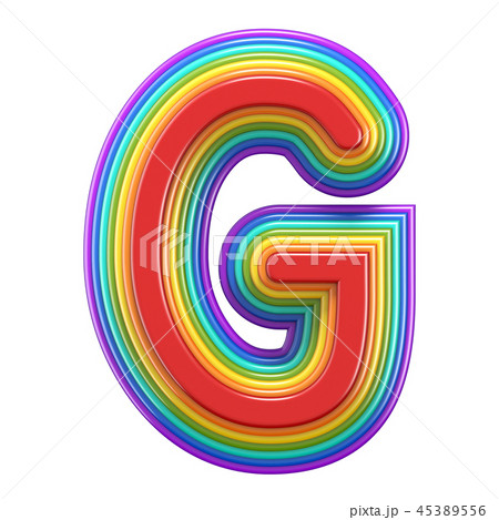 Concentric rainbow font letter G 3D 45389556