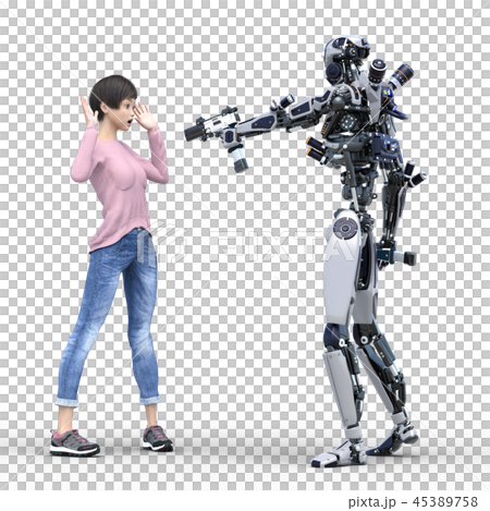 Humanoid robot perming3DCG Illustration material 45389758