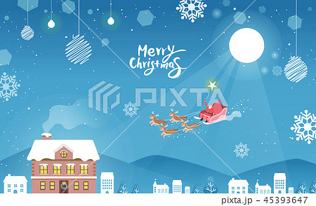 村 そり クリスマス 45393647