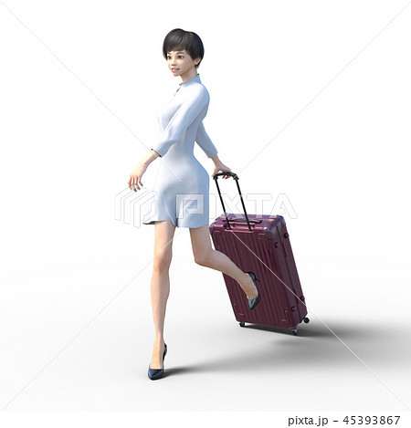 旅行に出かける若い女性 permi g3DCG イラスト素材 旅行に出かける若い女性 permi g3DCG イラスト素材 45393867