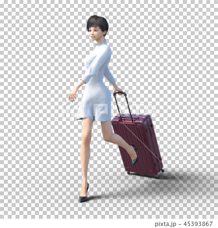 旅行に出かける若い女性 permi g3DCG イラスト素材 旅行に出かける若い女性 permi g3DCG イラスト素材 45393867