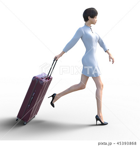 旅行に出かける若い女性 permi g3DCG イラスト素材 旅行に出かける若い女性 permi g3DCG イラスト素材 45393868