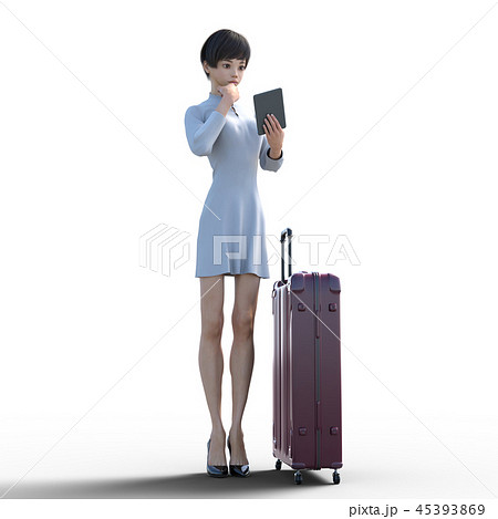旅行に出かける若い女性 permi g3DCG イラスト素材 旅行に出かける若い女性 permi g3DCG イラスト素材 45393869