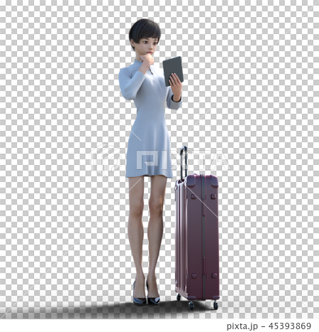 旅行に出かける若い女性 permi g3DCG イラスト素材 旅行に出かける若い女性 permi g3DCG イラスト素材 45393869