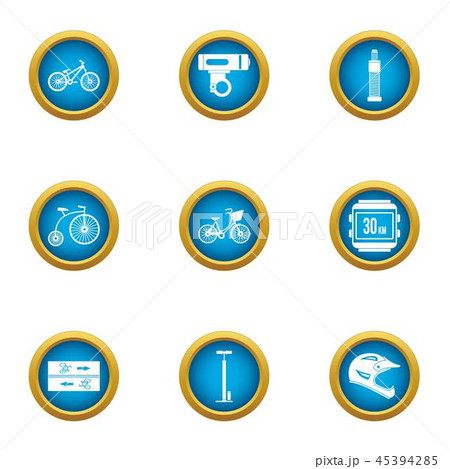 Bicycle path icons set, flat style Bicycle path icons set, flat style 45394285