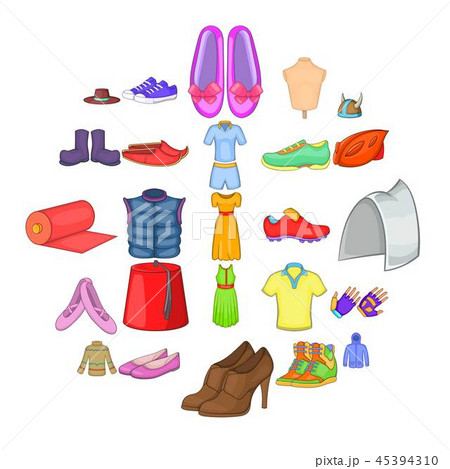 Sport shoes icons set, cartoon style 45394310