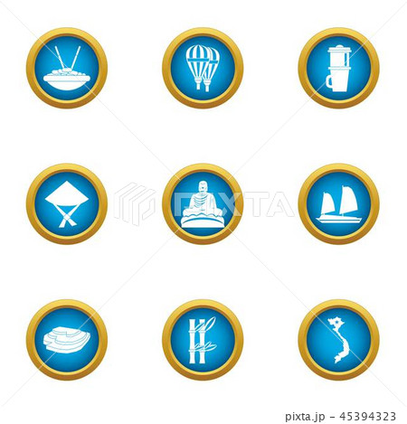 Relaxed life icons set, flat style 45394323