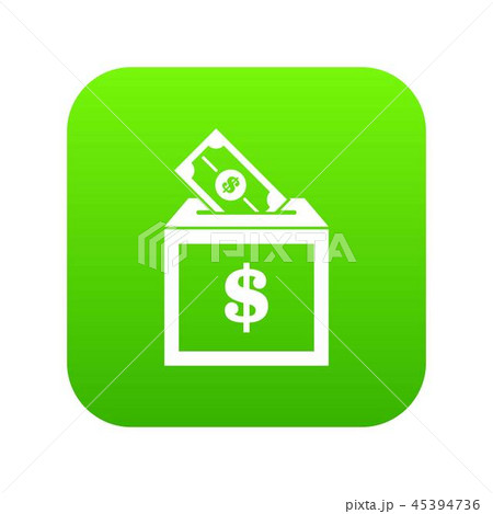 Donation box icon digital green 45394736