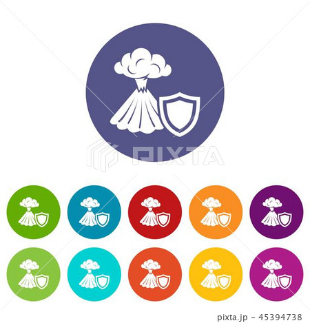Volcano protection icons set vector color 45394738