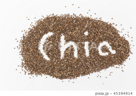 chia seeds Isolated on white backgroun 45394914
