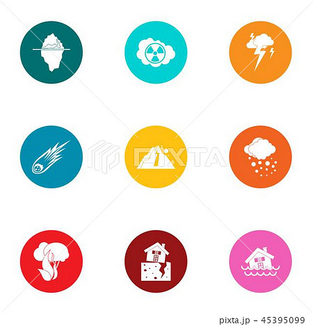 Manmade danger icons set, flat style 45395099