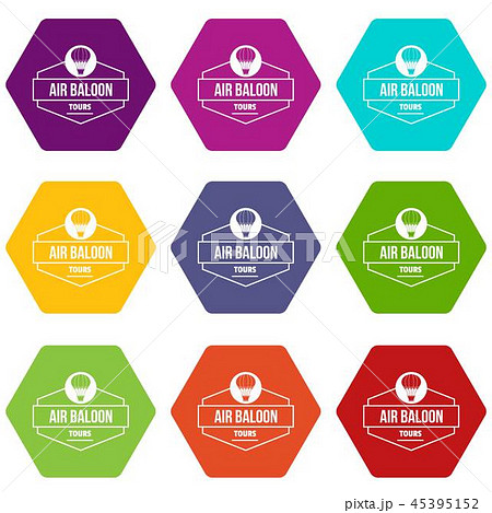 Tours air balloon icons set 9 vector Tours air balloon icons set 9 vector 45395152