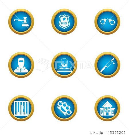 Heist icons set, flat style Heist icons set, flat style 45395205