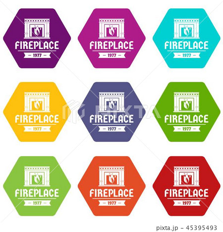 Fireplace icons set 9 vector Fireplace icons set 9 vector 45395493