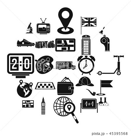 Bus icons set, simple style Bus icons set, simple style 45395568