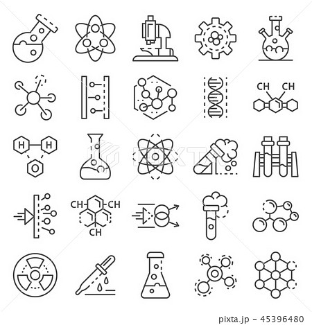 Chemistry Lab Icon Set Outline Styleのイラスト素材