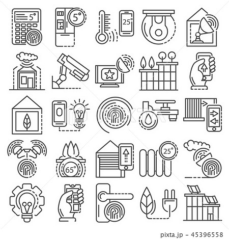 Intelligent building system icon set, outline style 45396558
