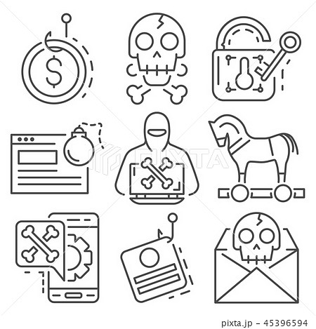 Phishing icon set, outline style Phishing icon set, outline style 45396594