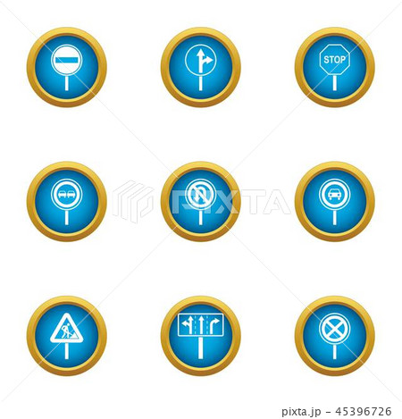 Travel guide icons set, flat style 45396726