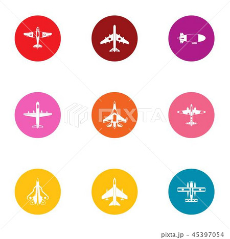 Summer flight icons set, flat style 45397054