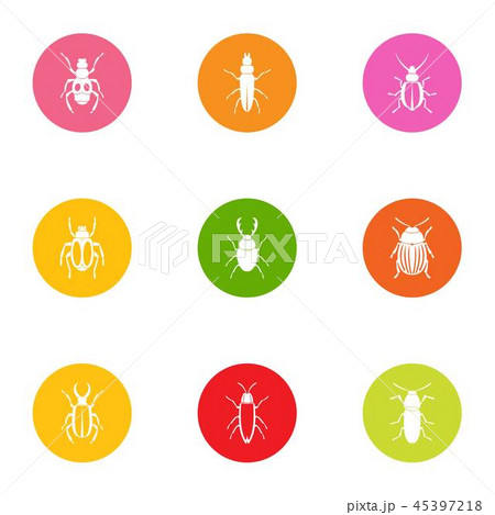 Click beetle icons set, flat style 45397218