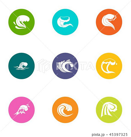 Rolling wave icons set, flat style 45397325