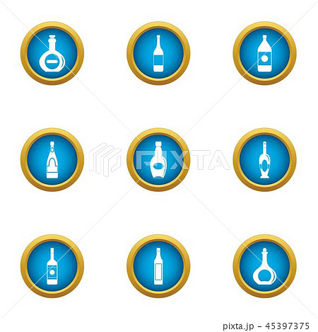 Expensive glass icons set, flat style Expensive glass icons set, flat style 45397375
