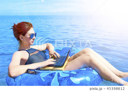 Beautiful young woman in the sea. Beautiful young woman in the sea. 45398612