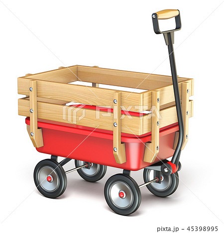 Toy mini wagon with wooden fence Isometric 3D 45398995