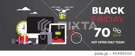 black friday online shopping concept special offer discount flat horizontal copy space 45400310