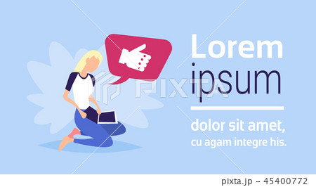 blonde woman using laptop online social media communication concept flat horizontal copy space blonde woman using laptop online social media communication concept flat horizontal copy space 45400772