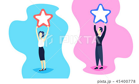 man woman couple holding star award trophy victory rating concept flat horizontal man woman couple holding star award trophy victory rating concept flat horizontal 45400778