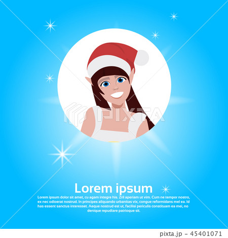 brown hair woman face avatar red hat happy new year merry christmas concept flat female cartoon brown hair woman face avatar red hat happy new year merry christmas concept flat female cartoon 45401071