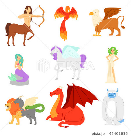 Mythological animal vector mythical creature phoenix or fantasy firebird characters of mythology 45401656