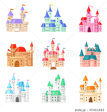 Cartoon Castle Vector Fairytale Medieval Tower のイラスト素材