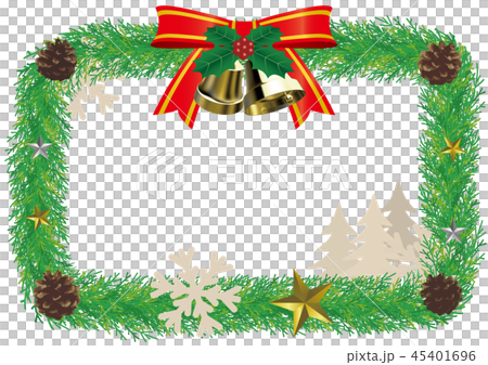 ベクター イラスト デザイン クリスマス リース エンブレム 飾り ベル リボン 星 長方形のイラスト素材