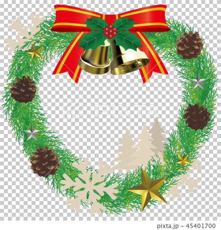 ベクター イラスト デザイン クリスマス リース エンブレム 飾り ベル リボン 星 ハートのイラスト素材