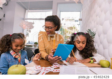 Two diligent students feeling amazing studying in kindergarten 45402429