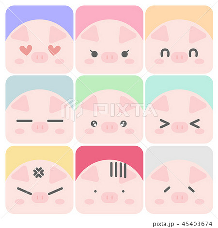 Set of cute pig emoticons 45403674