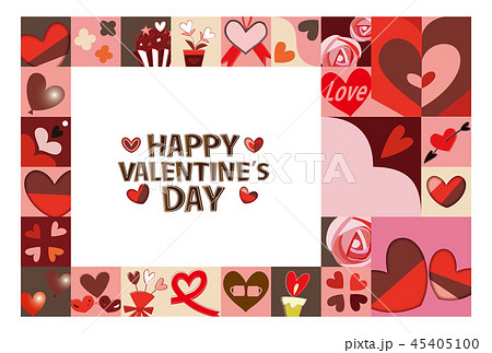 ハート バレンタイン 素材 フレーム 背景 ポストカードのイラスト素材
