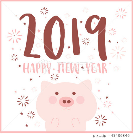 Happy new year 2019, Cute style, chinese zodiac 45406346