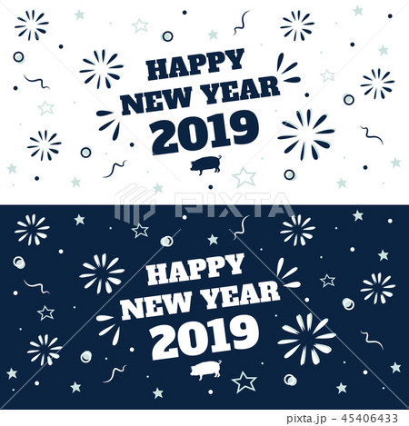 Happy new year 2019, modern style, firework vector 45406433