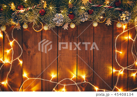 Christmas background with decorations and lights. Christmas background with decorations and lights. 45408134