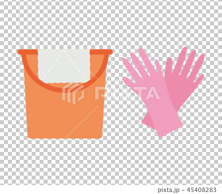 Material-bucket and rags and gloves 45408283