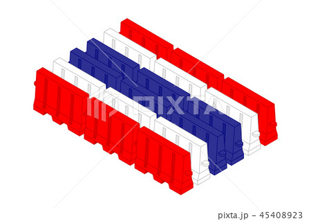 Isometric traffic plastic barriers in row Thailand Isometric traffic plastic barriers in row Thailand 45408923