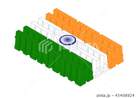 Isometric traffic plastic barriers in row, India Isometric traffic plastic barriers in row, India 45408924