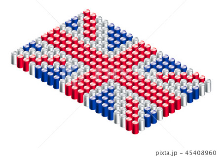 3D Isometric beverage can in row, United Kingdom 45408960